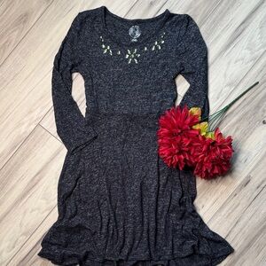 Embellished cozy long sleeve dress